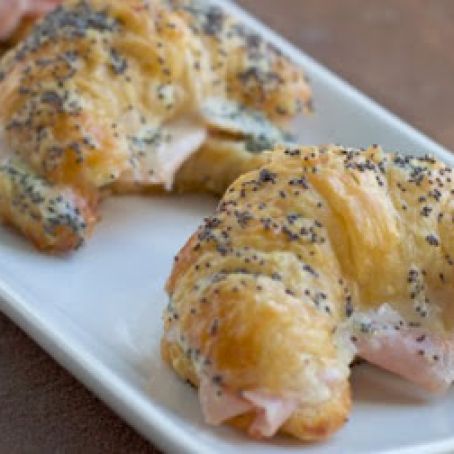 Ham and Swiss Croissant Sliders with Poppy Seed Dressing