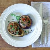 Quinoa & Tomato Stuffed Eggplant