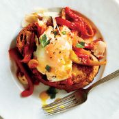 Eggs Poached in Tomato Sauce with Onions and Peppers