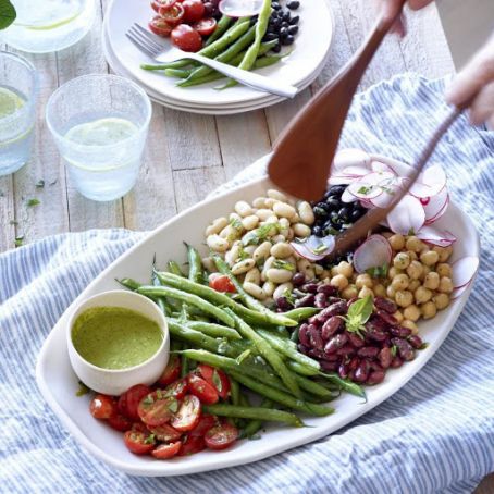 Composed Bean Salad with Basil Vinaigrette