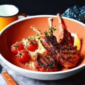 Harissa Lamp Chops, Saffron Couscous & Tomatoes