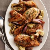 Crispy Salt and Pepper Chicken with Caramelized Fennel and Shallots