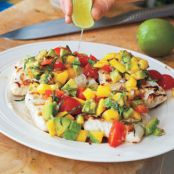 Grilled Halibut with Mango-Avocado Salsa