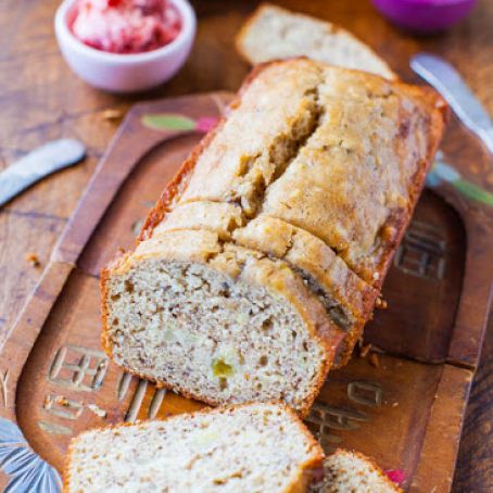 Browned Butter Buttermilk Banana Bread with Strawberry Butter
