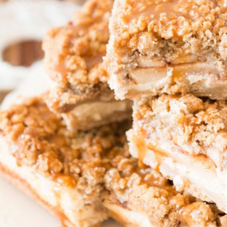 Cheesecake Walnut Caramel Apple Crisp Bars