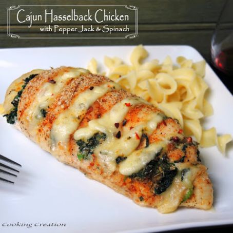 Cajun Hasselback Chicken with Pepper Jack & Spinach