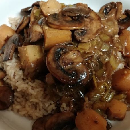 Ale-Braised Steak with Parsnips and Mushrooms