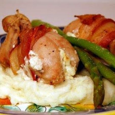 Bacon-Wrapped Quail Stuffed with Goat Cheese