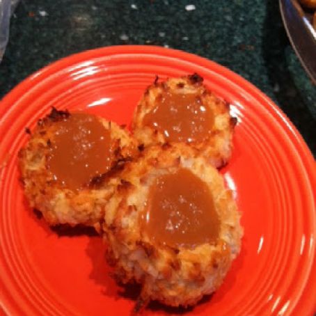 Coconut Thumbprint cookies w/ salted caramel