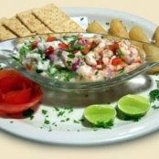 Ceviche de mar con sangrita y mangos