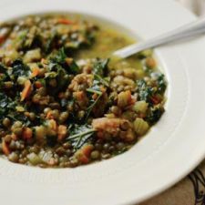 French Lentil Soup with Sausage and Kale