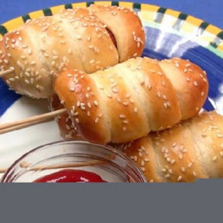 Baked Hot Dogs on a Stick