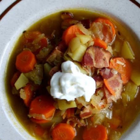 Bacon-Cabbage Soup with Whiskey Cream