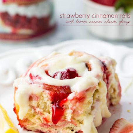 Strawberry Cinnamon Rolls with Lemon Glaze