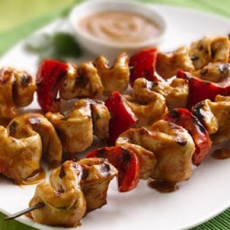 Grilled Chicken Kabobs with Thai Peanut Sauce