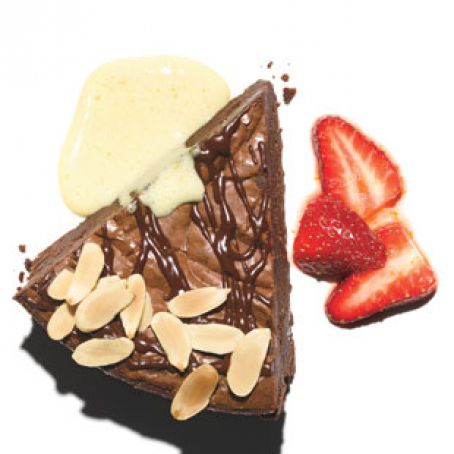 Chocolate Truffle Pie w/Orange-Champagne Sabayon & Strawberies