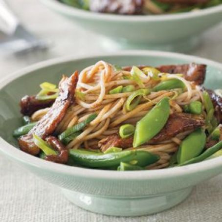 Stir-Fried Pork and Sugar Snaps with Soba Noodles