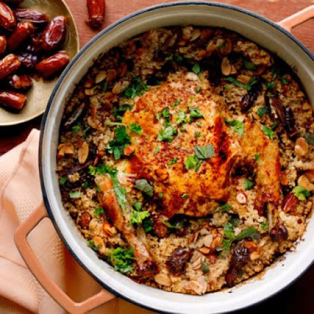 Roast Chicken With Couscous, Dates and Buttered Almonds