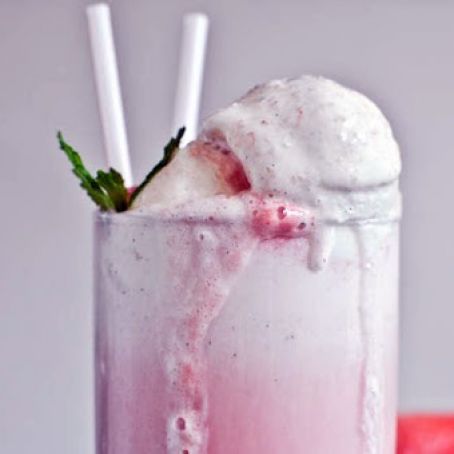 Fresh Mint and Watermelon Soda Floats