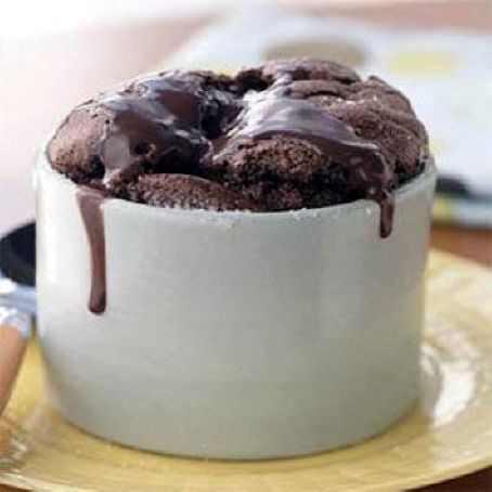 Coconut Soufflés with Chocolate Sauce
