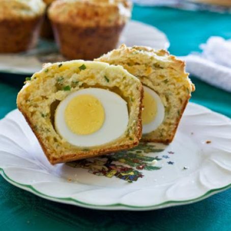 Cheddar Chive Muffins With Hard-Boiled Egg