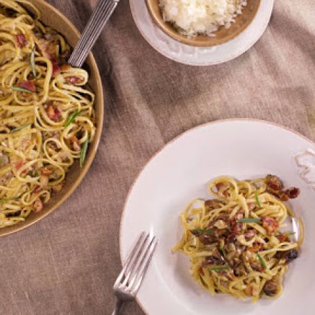Pasta with Bacon, Chestnuts and Dijon Recipe