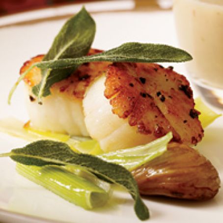 Scallops with Chestnut Sauce and Crisp Sage