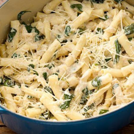 One Pot Parmesan Chicken Ziti with Artichokes and Spinach