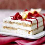 Limoncello Semifreddo with Raspberry Sauce