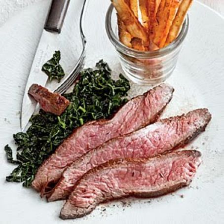 Cajun Steak Frites with Kale