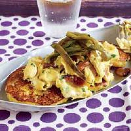 Breakfast (Arepas with Poblanos, Bacon & Eggs)