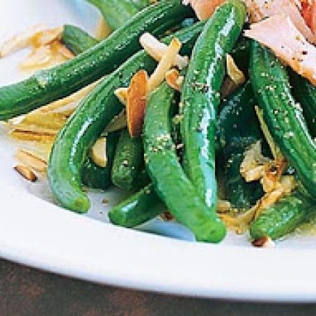 Green beans with almond and lemon dressing
