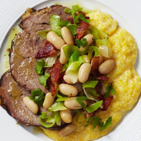 Lamb Shoulder with Polenta and Beans
