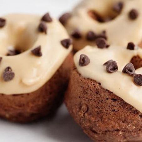 Baked Chocolate Doughnuts with Peanut Butter Glaze