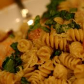 Scallop and shrimp pasta with a white wine sauce