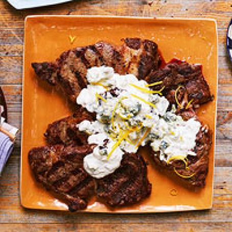 Grilled Steak with Blue Cheese Sauce
