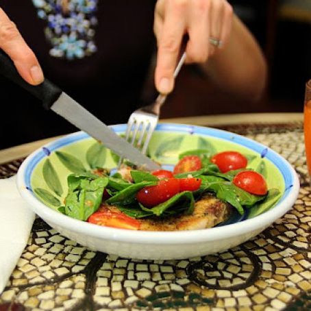 Schnitzel Pork Chops with Spinach Salad
