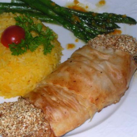 Sesame-Lemon Chicken with a Crisp Phyllo Crust
