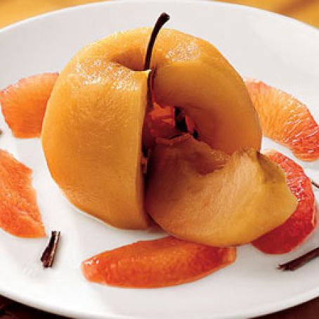 Poached spiced apples with grapefruit