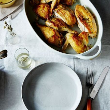 Super Quick Roast Chicken with Garlic and White Wine Gravy