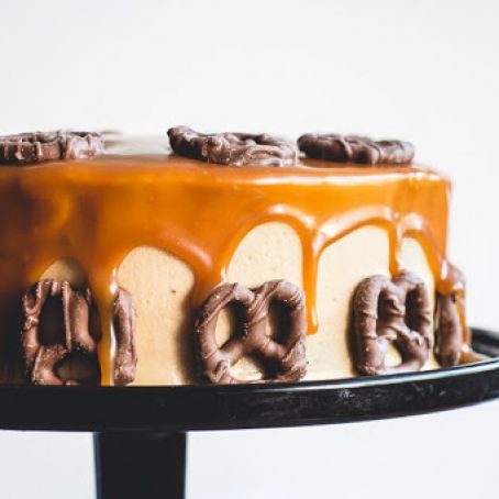 Bourbon & Peanut Butter Chocolate Cake With Salted Caramel Drizzle