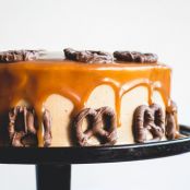 Bourbon & Peanut Butter Chocolate Cake With Salted Caramel Drizzle