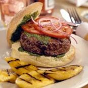 Chimichurri Burgers with Grilled Plantains