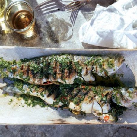 Grilled Branzino With Cilantro-Mint Relish