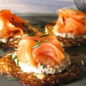Boxty with Mustard-Chive Creme Fraiche and Irish Smoked Salmon