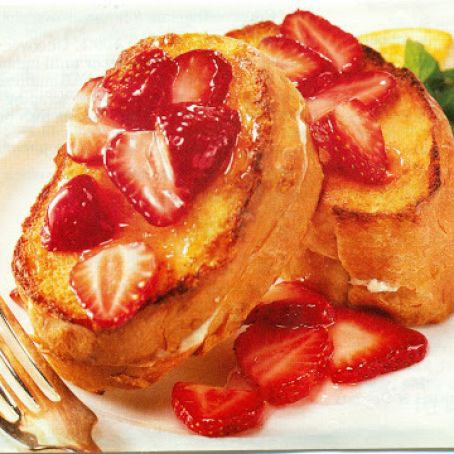 Cream Cheese French Toast Bake with strawberry Topping