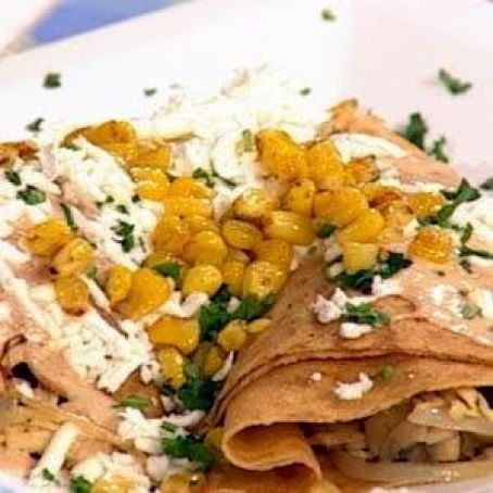 CREPAS DE POLLO CON CHAMPIÑONES Y ELOTE