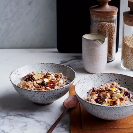 Creamy Steel-Cut Oats with Dried Cherries and Almonds