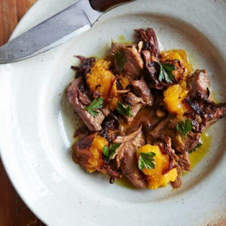 Braised Lamb with Roasted Squash and Onion Sauce