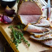 Garlic Herb Roast Beef with Horseradish Mustard Sauce